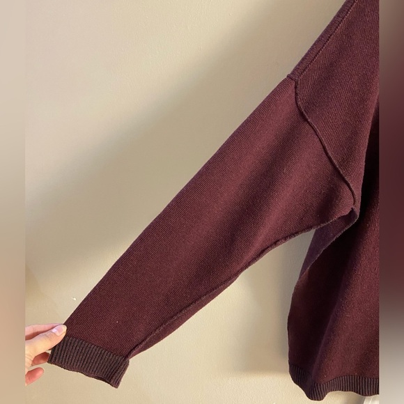 Eileen Fisher sweater crewneck pullover maroon boxy Large - Picture 4 of 7